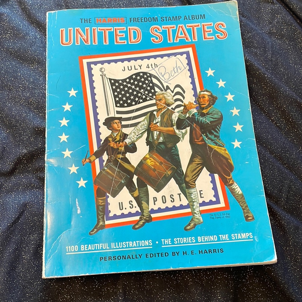 Vintage Harris Freedom Stamp Album Front and Back Come Filled